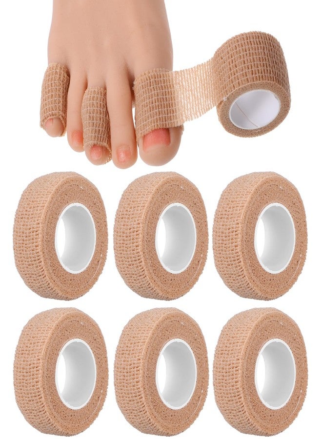 Wanmu 8 Rolls 1 inch Big Toe Protectors Bandage, Self Adhesive Toe Covers Guards for Men, Women, Runners Pain Relief, Thumb, Finger, Wrist, Ankle, Vet Wrap, Broken Little Toenail Tape (Skin Color) - Image 1